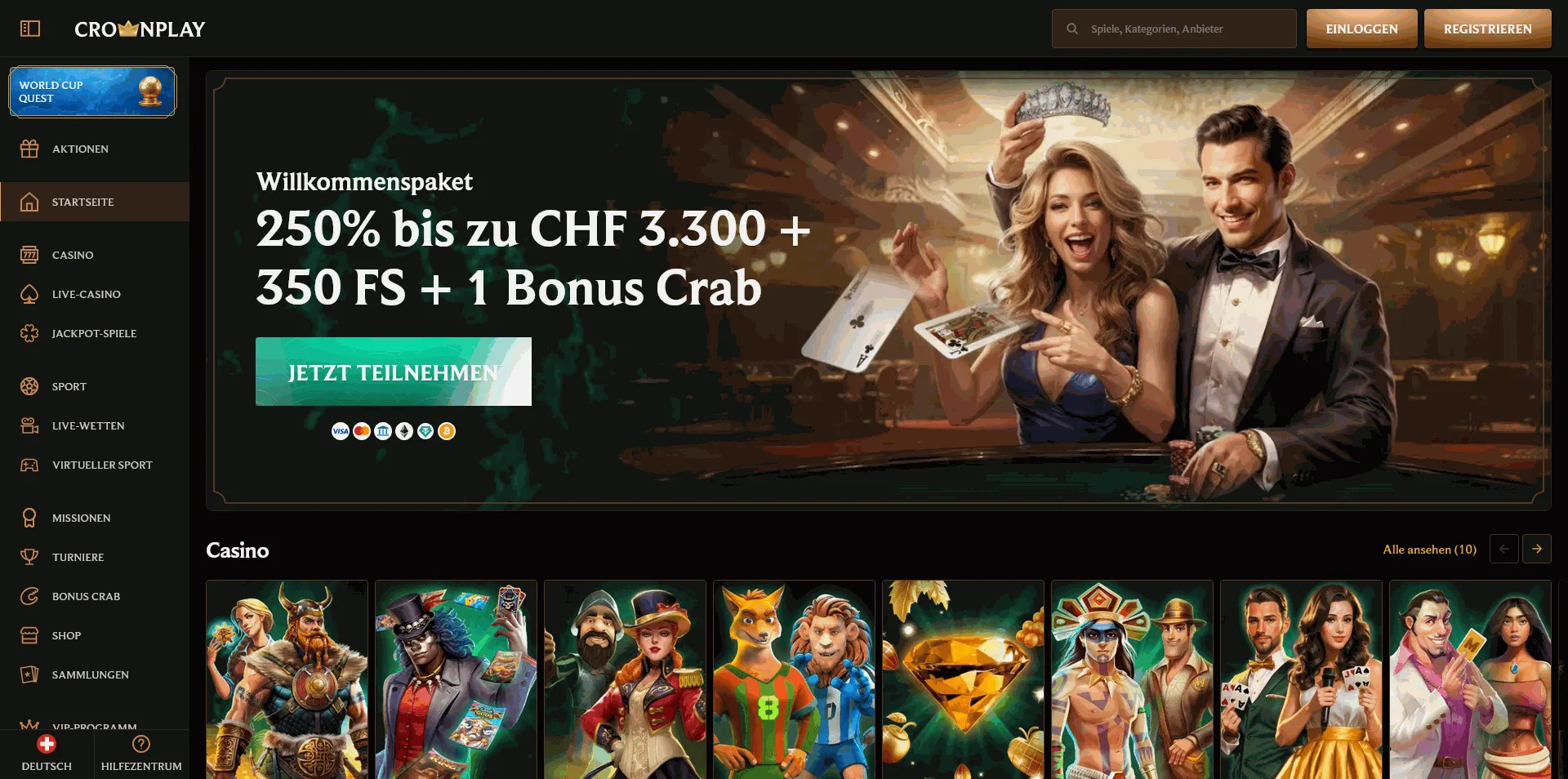 CrownPlay casino offers CrownPlay EU online casino homepage