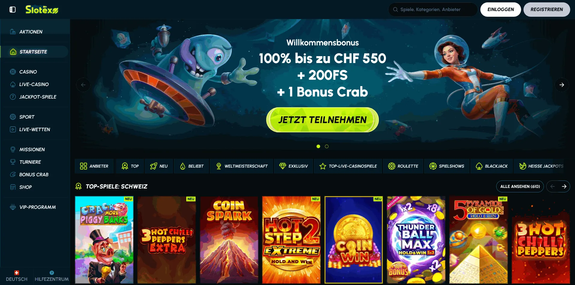 Slotexo casino offers Slotexo EU online casino homepage